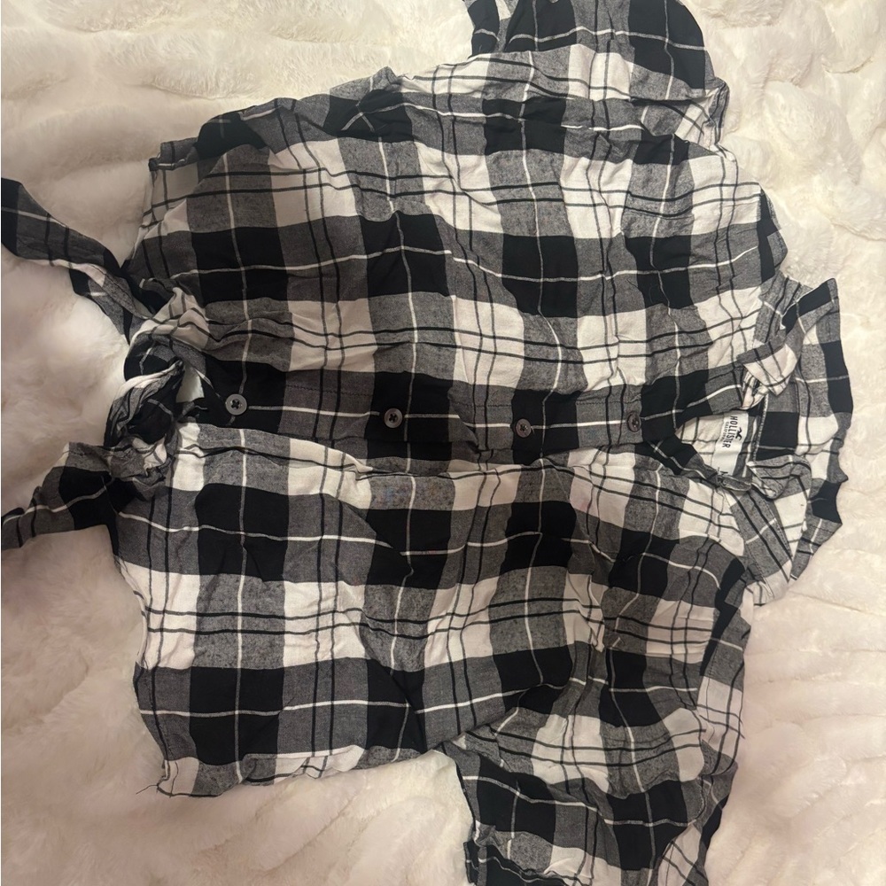 Black and White Plaid Button-Up Shirt